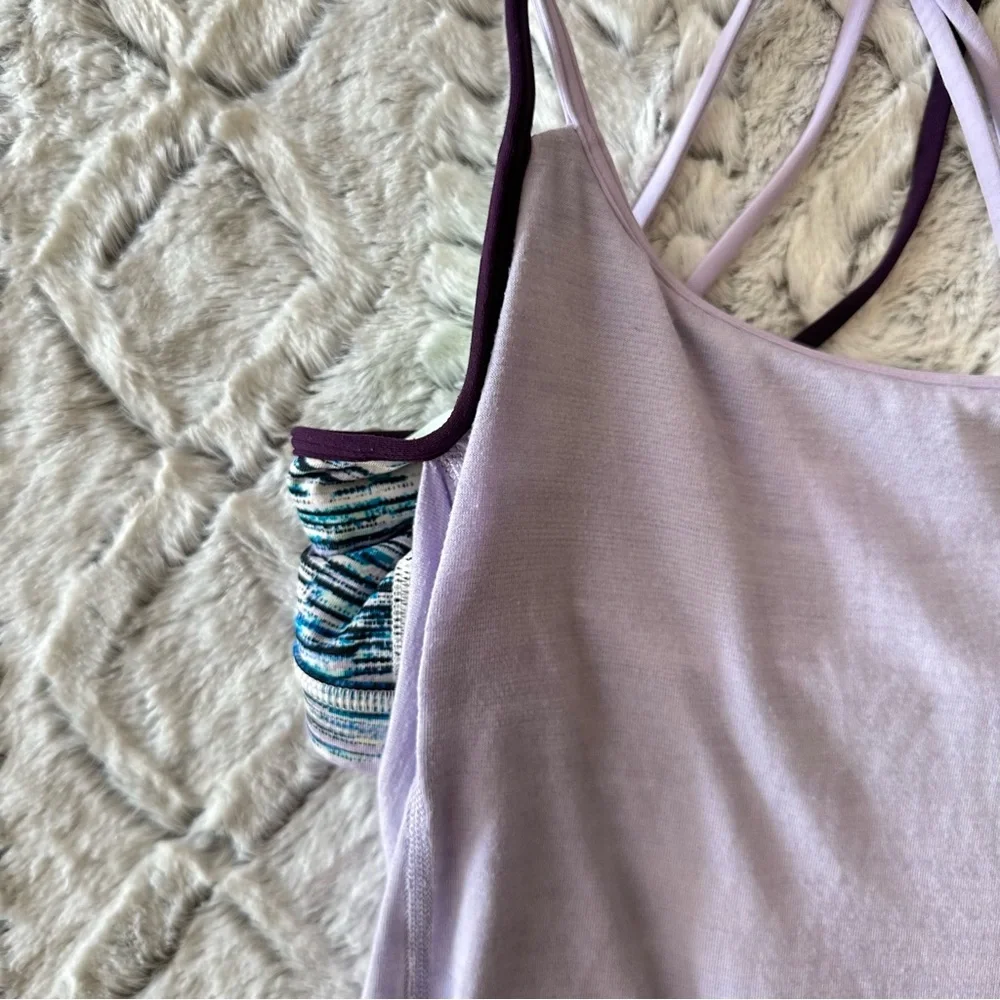 Lululemon Lighten Up Tank Heathered Lilac Blurry Belle Multi Deep Zinfandel sz 8 - Picture 9 of 15